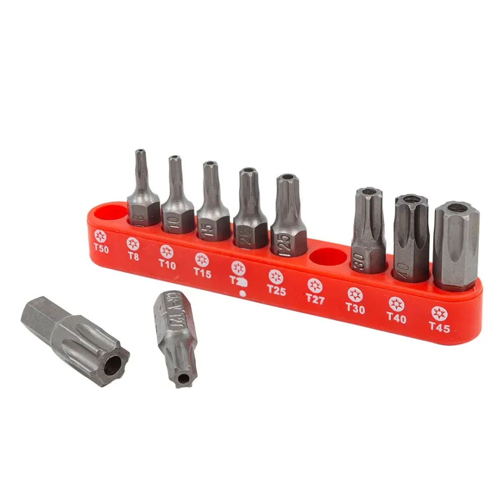 Набор бит TORX с отверстием 10пр. 1/4''(TН 7,8,9,10,15,20,25,27,30,40-25мм),в блистере Forsage F-21022T