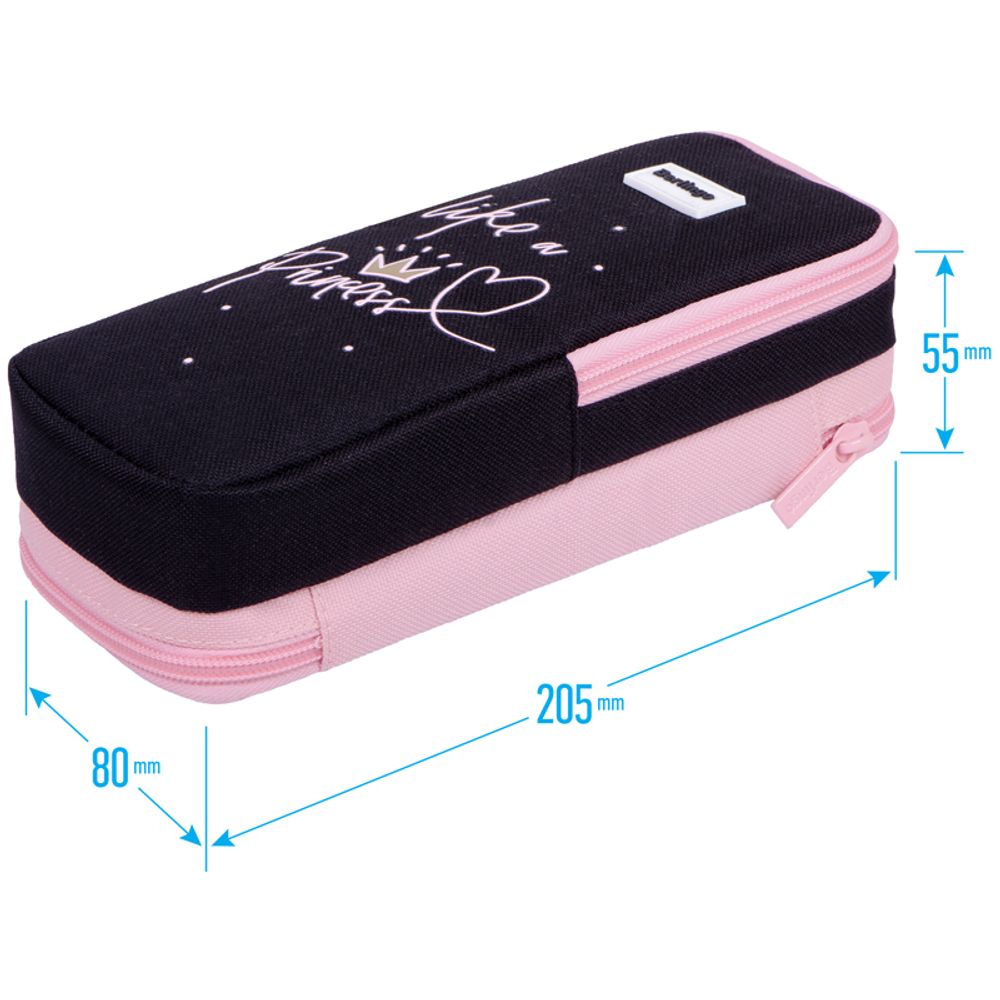 Пенал мягкий 2 отделения 205х80х55 Berlingo Like a princess, с магнитом, ткань