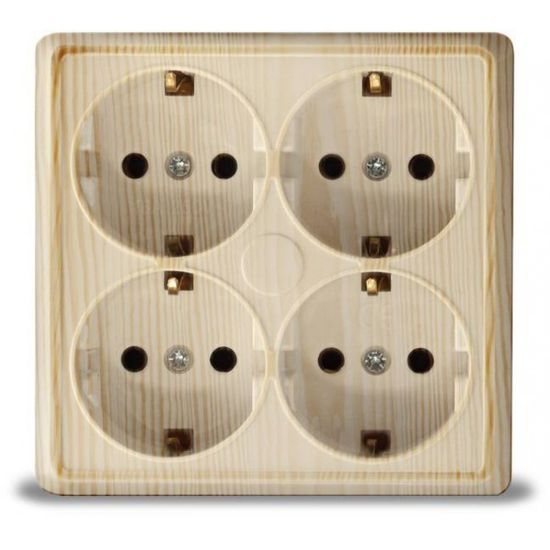 Розетка UNIVersal Олимп СОСНА 4-местная о/п с/з 16А 250В