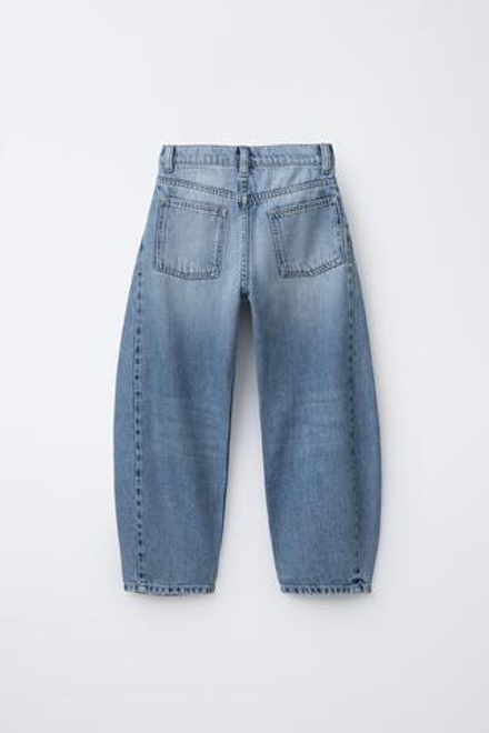 ZARA ДЖИНСЫ BARREL, ГОЛУБОЙ