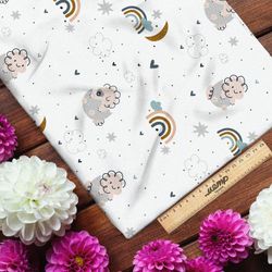 Ткань муслин динозаврики в облаках