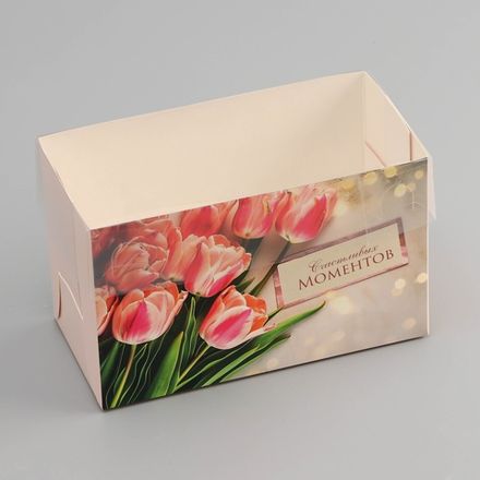 Коробка на 2 капкейка Счастливых моментов, 16*8*10 см