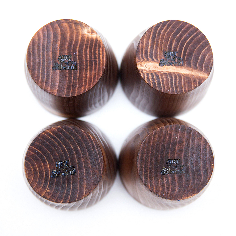 Набор деревянных бокалов (стаканов) из древесины кедра 4 шт. NC15