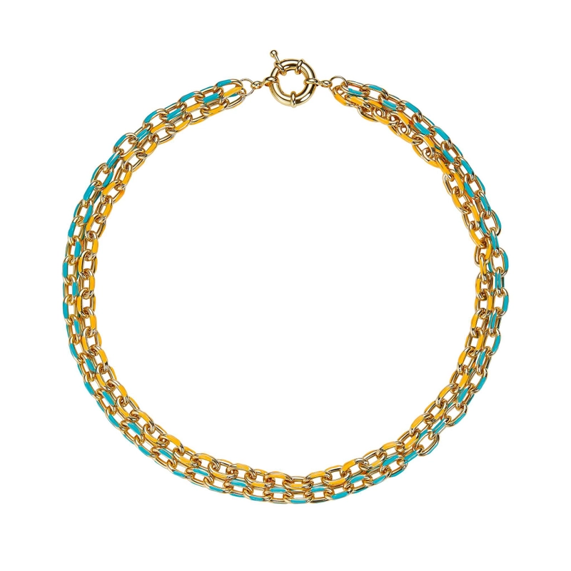 Колье Неоновая Оранжево-синяя Цепь