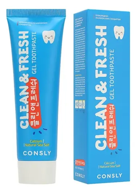 CNS Toothpaste Паста зубная гелевая Clean&Fresh с кальцием и натуральной морской солью With Calcium and Natural Sea Salt, 105г