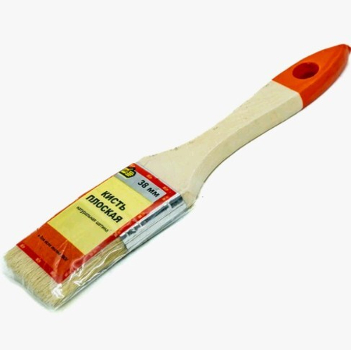 Кисть плоская Стандарт  38мм  / нат.щет, оц.оправка, лак.дер.руч (888) 0126220