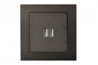 Розетка USB Двойная для Зарядки УМНАЯ 5V(3,4А) Антрацит LIREGUS EPSILON