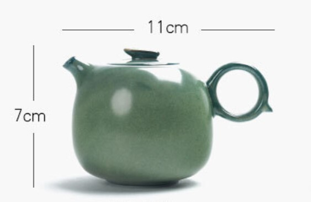 241043.1 Сервиз "Тайваньский"  1 чайник + 2 пиалы+ подставка в подар.коробке, зеленый, фарфор