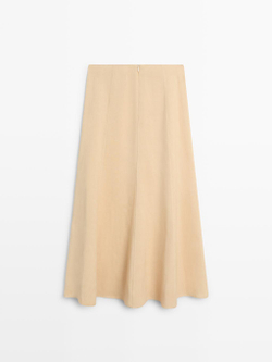 Massimo Dutti Струящаяся расклешенная юбка, бледно-желтый
