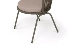 "Люксембург" стул плетеный из роупа, каркас из стали бежево-серый (RAL7006) муар, роуп коричневый круглый, ткань Mossle бежевая