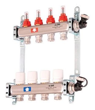 Коллектор Uni-Fitt 1"х3/4" 6 вых. нерж. сталь с расходомерами и термо вентилями 450I4306