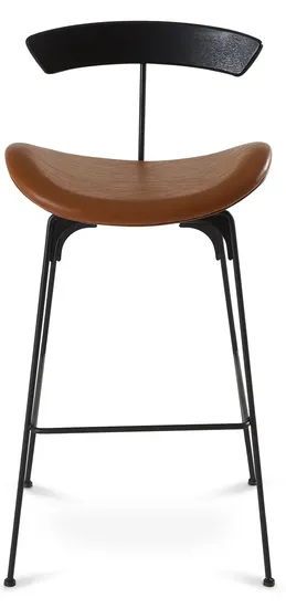 Барный стул Candy металлический, деревянная спинка, коричневая экокожа