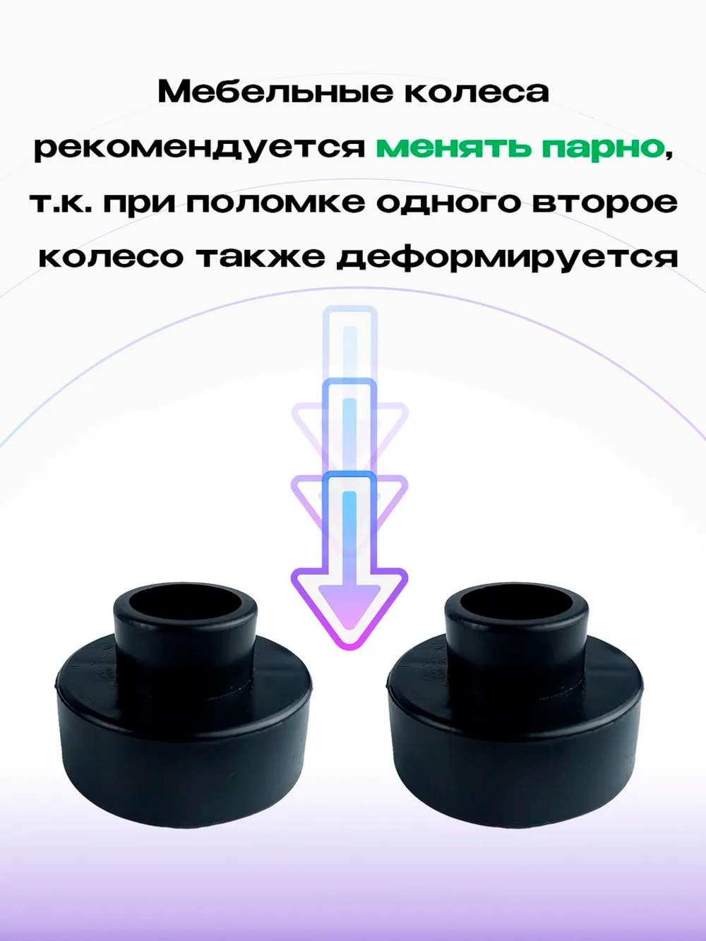 Колесо для дивана D54мм с втулкой, 2 шт