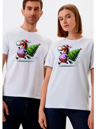 Футболка новогодняя лошадь с ёлкой