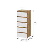 Люмо Комод КМ 03 (5 ящиков) дуб крафт золотой/белый, кашемир