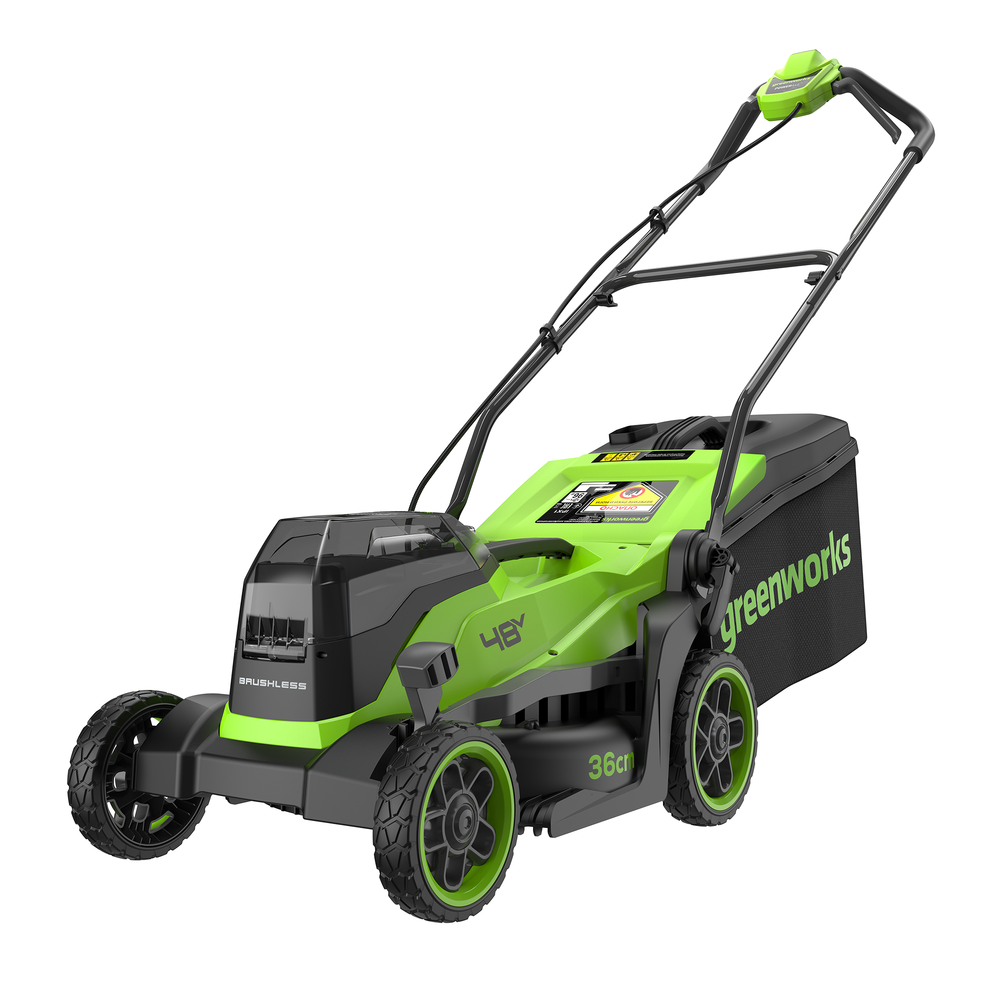 Газонокосилка аккумуляторная Greenworks GD24X2LM361, 2х24V, 36 см, бесщеточная, c 2хАКБ 4Ач и ЗУ