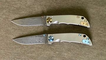 Складной нож Spartan Blades HARSEY FOLDING DAMASCUS SB/SF10CustCNDAMBlue c клинком из стали Damascus, рукоять титан