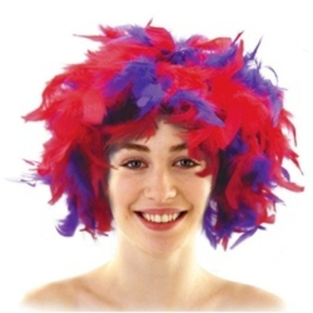 Парик Перья (красный, сиреневый)