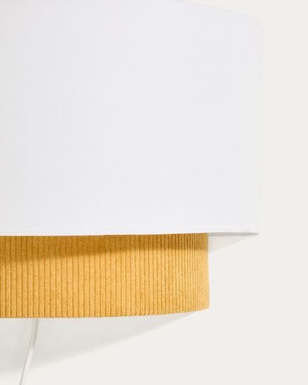 Настенный светильник Bianella из хлопка и горчичного вельвета, Ø 40 см