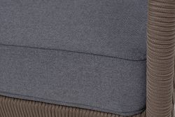 "Канны" диван 3-местный плетеный из роупа, каркас алюминий коричневый (RAL8016) муар, роуп коричневый круглый, ткань темно-серая 027