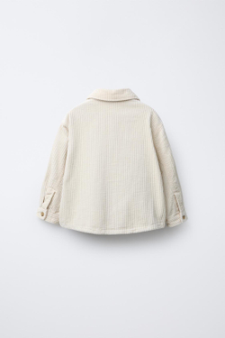 ZARA ВЕЛЬВЕТОВАЯ КУРТКА-РУБАШКА С КЛЕТЧАТОЙ ПОДКЛАДКОЙ, ЭКРЮ