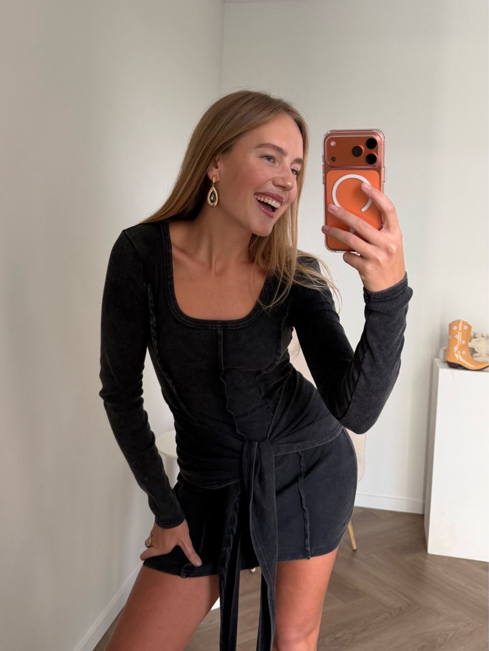 Платье лапша мини графит