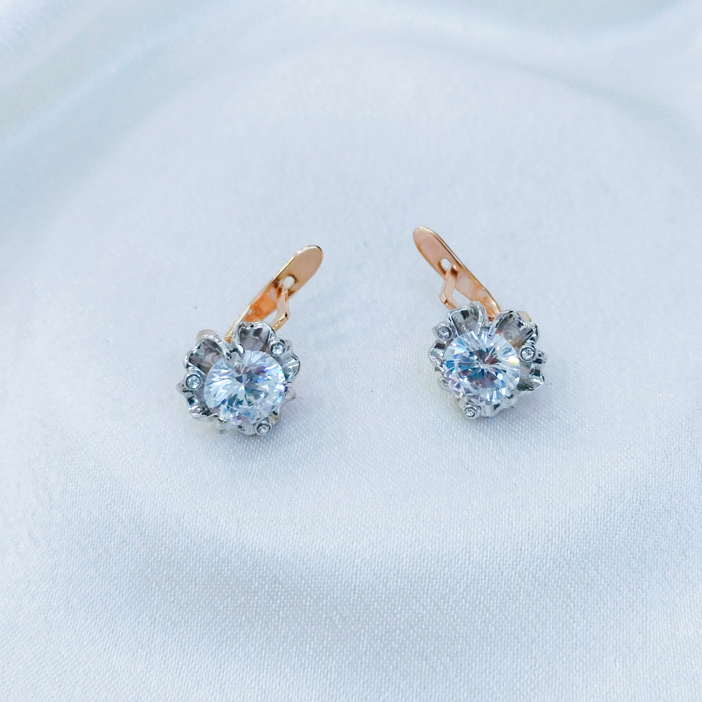 "Дурман" серьги в золотом покрытии из коллекции "Леди" от Jenavi с английским замком