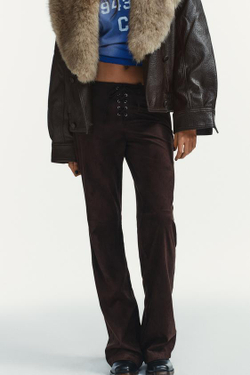 ZARA БРЮКИ FLARE С БАНТОМ, КОРИЧНЕВЫЙ