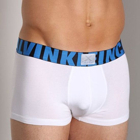 Мужские трусы боксеры Calvin Klein X Word White с синей резинкой МОДАЛ