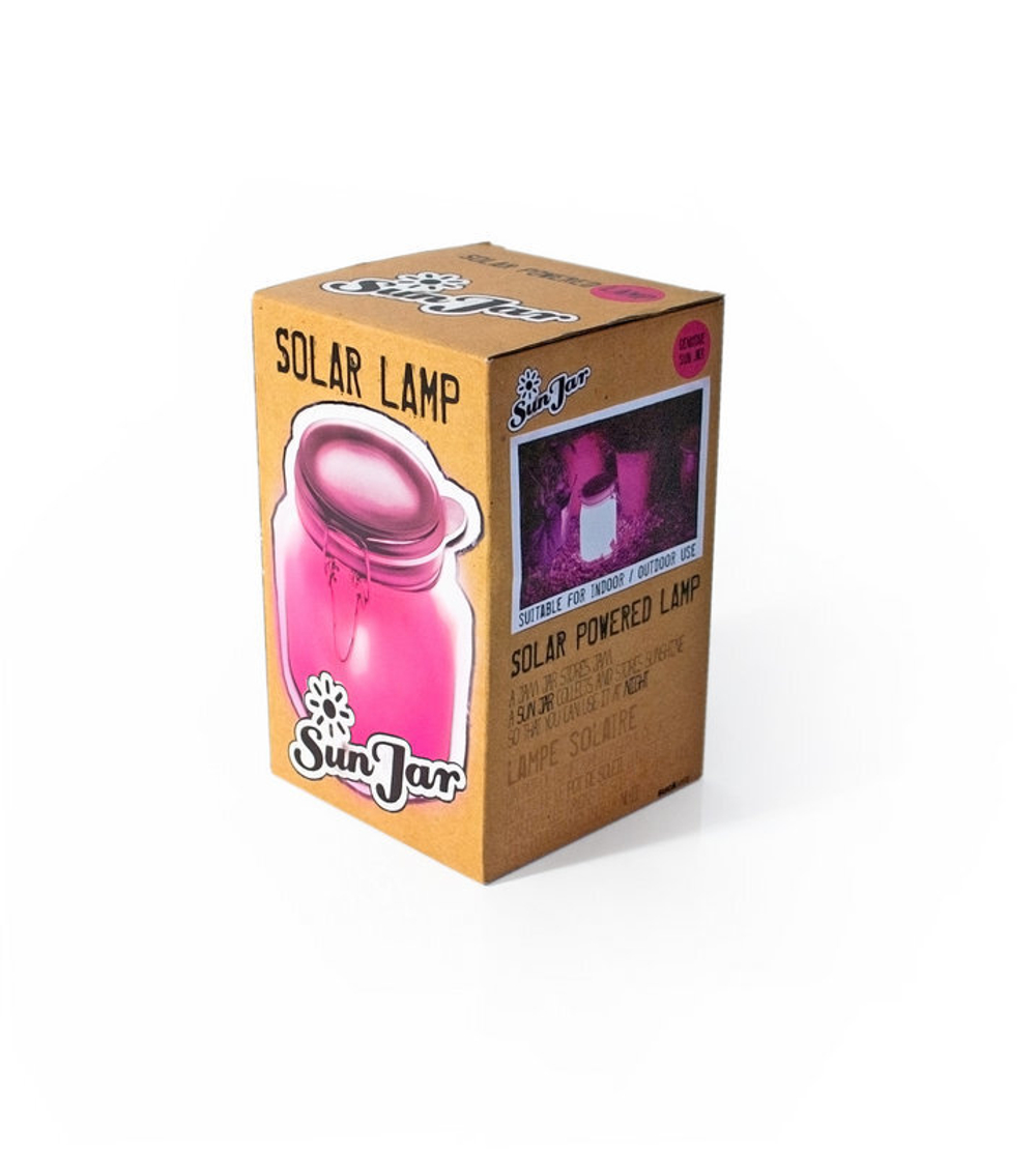 Светящаяся банка на солнечной батарее розовая