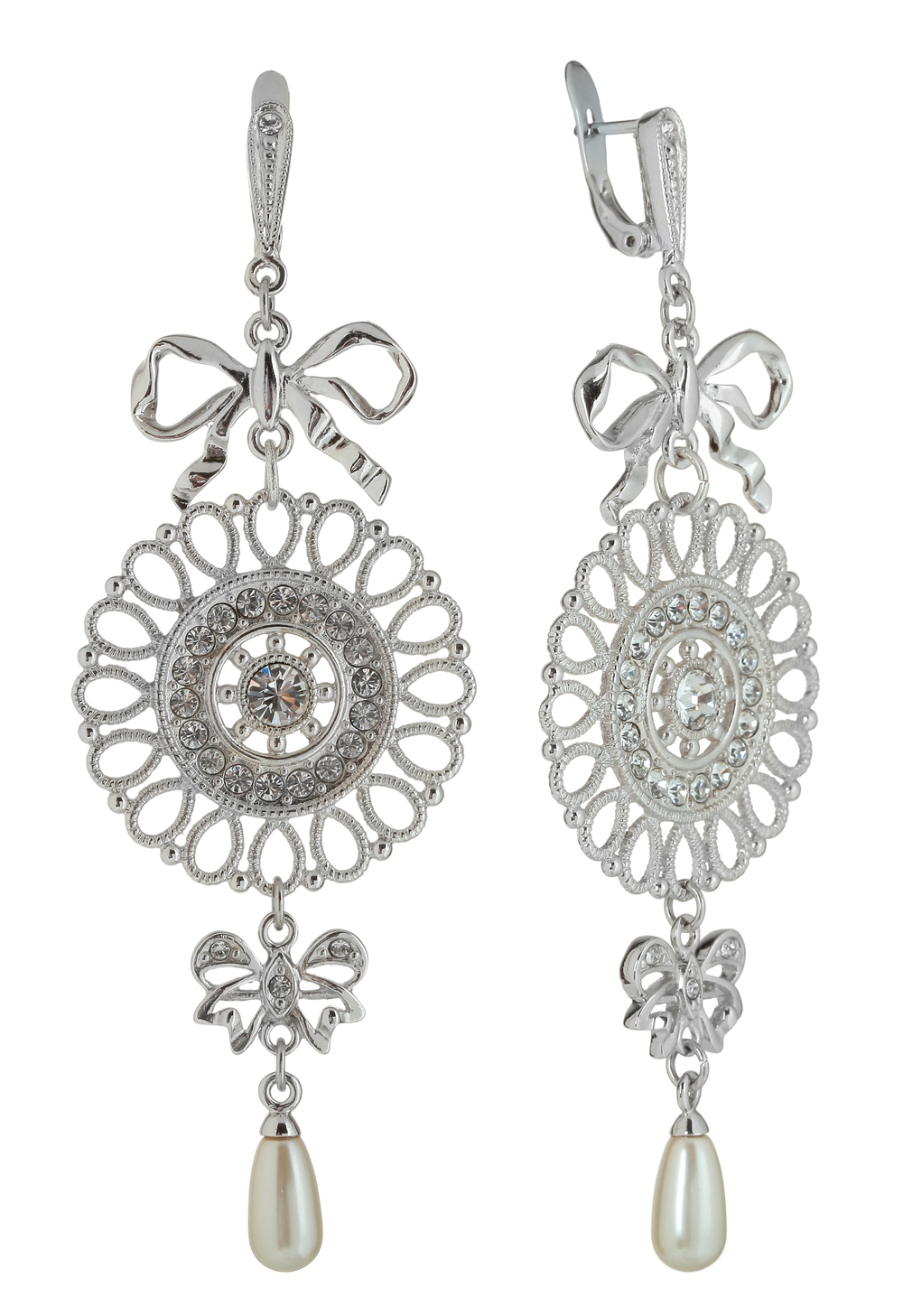 "Лаусо" серьги в родиевом покрытии из коллекции "Ревю" от Jenavi  с английским замком