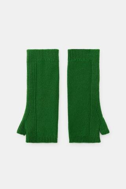 ZARA ДЛИННЫЕ МИТЕНКИ ИЗ 100% ШЕРСТИ, ЗЕЛЕНЫЙ
