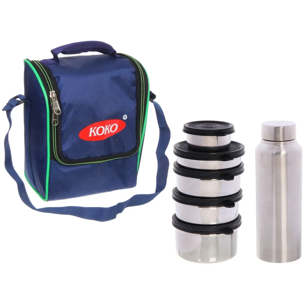 Набор Туриста (бутылка для воды 800мл +5мисок) из нержавеющей стали в чехле