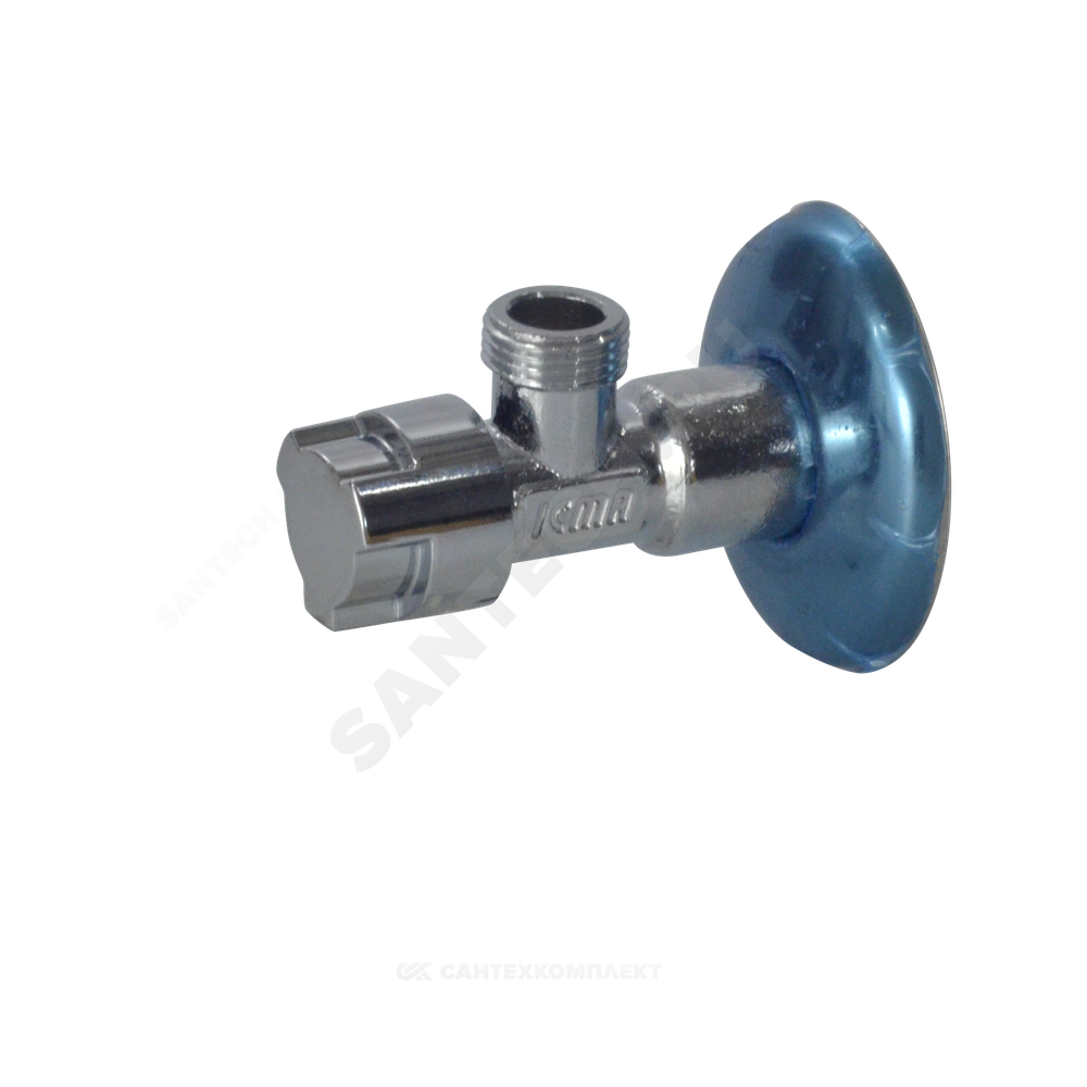 Кран латунь бытовой хром угловой G1/2"х3/4" Ру10 НР переходной маховик с отражателем Icma 90519AE07