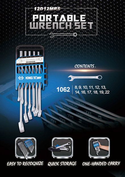 Цена на KING TONY (12D12MRS) Набор комбинированных ключей, 8-22 мм, 12 предметов