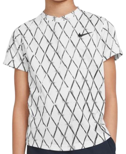 Футболка для мальчика теннисная Nike Court Dri-Fit Victory SS Top Printed - белый