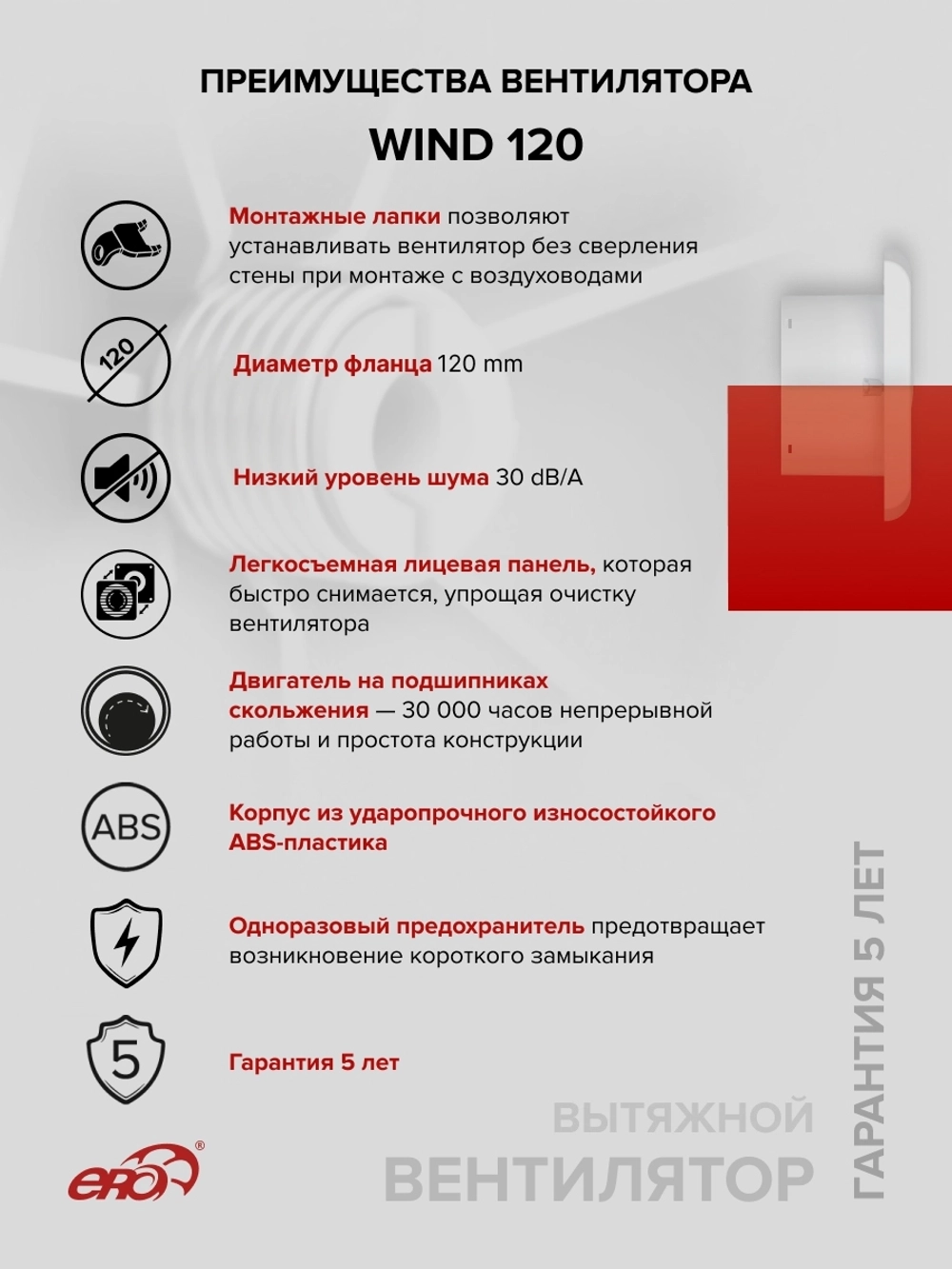 Вентилятор накладной WIND D120 ERA