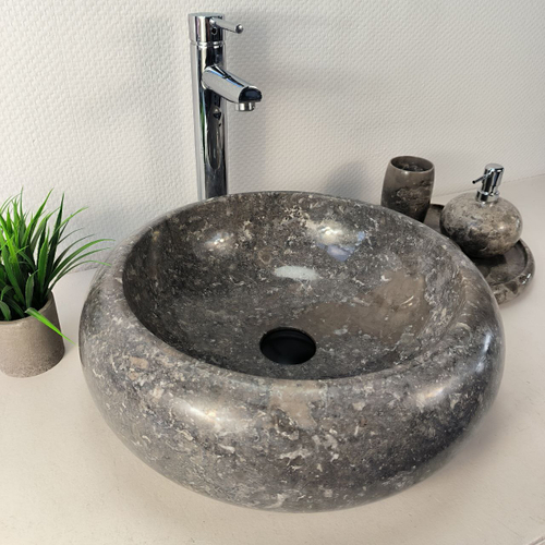 Раковина из мрамора Donut Grey DM-66091 45х45х15 из натурального камня