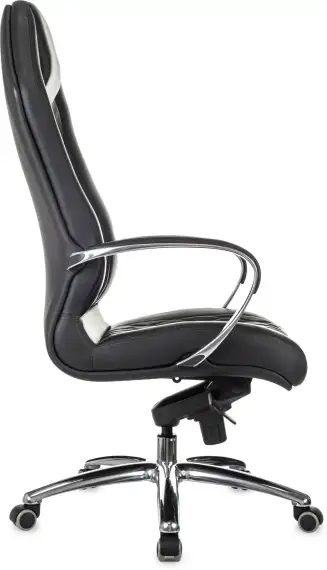 Кресло руководителя Бюрократ _Aura черный кожа крестов. алюминий