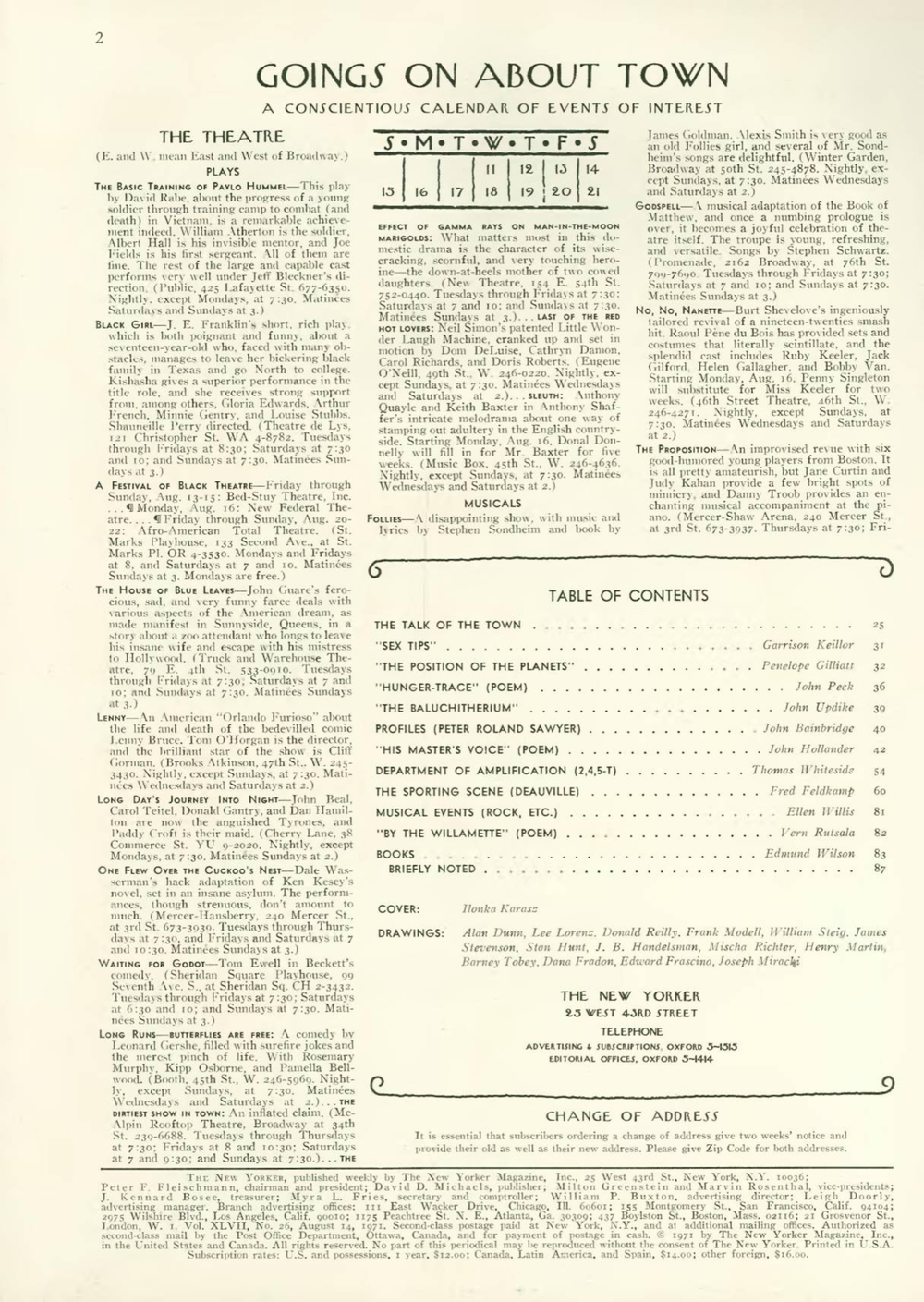 Журнал The New Yorker 14-08-1971