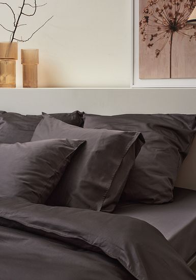 Комплект постельного белья из премиального сатина темно-серого цвета из коллекции essential, 150х200 см
