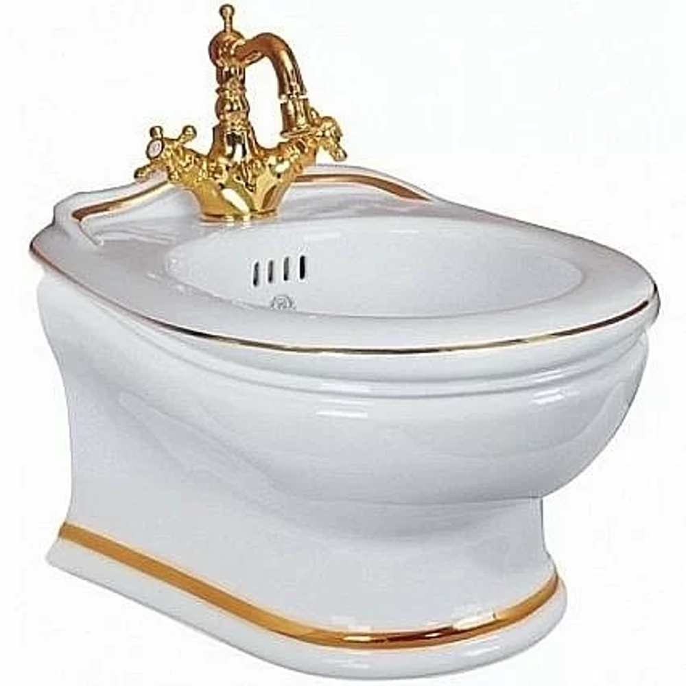 Биде подвесное Migliore Milady ML.MLD-25.730.D2 белый/декор золото