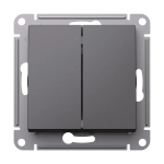 ATLASDESIGN 2-клавишный ПЕРЕКРЕСТНЫЙ ПЕРЕКЛЮЧАТЕЛЬ, сх.7+7, 10АХ, механизм, БАЗАЛЬТ