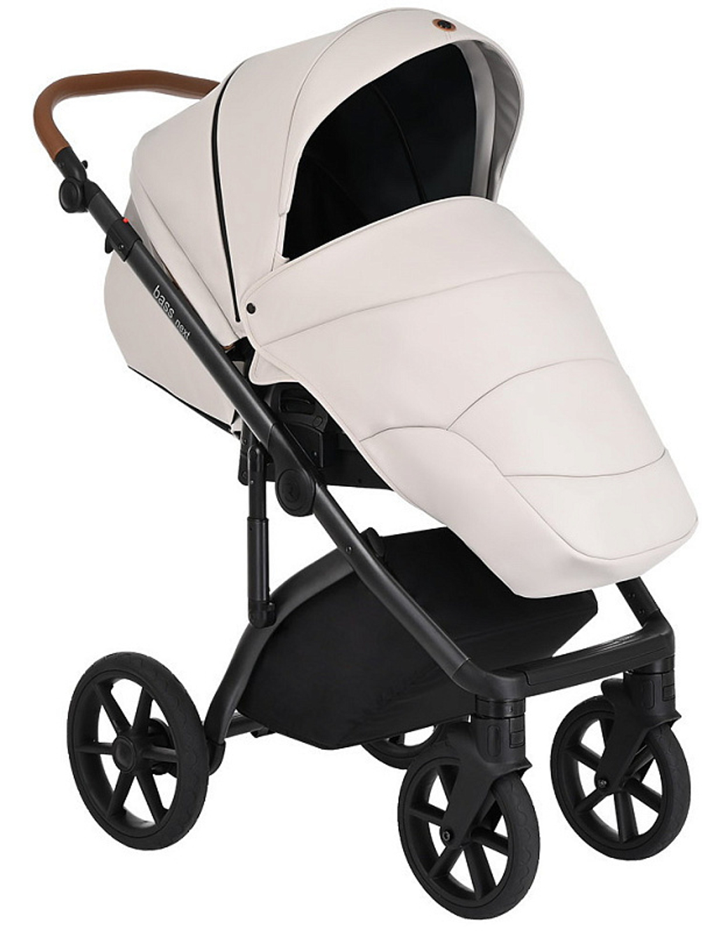 Детская коляска Roan Bass Next Кожа 3 в 1 с автокреслом Avionaut Silver Black RN084/1 Кожа Island Stone /Black