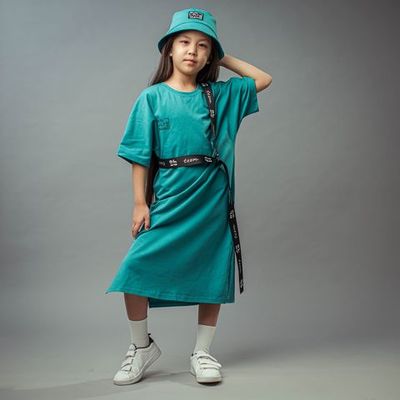 Bb team oversized T-shirt dress for teens - Aquamarine