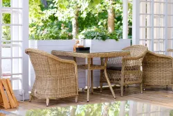 "Айриш" стол плетеный из искусственного ротанга, цвет соломенный