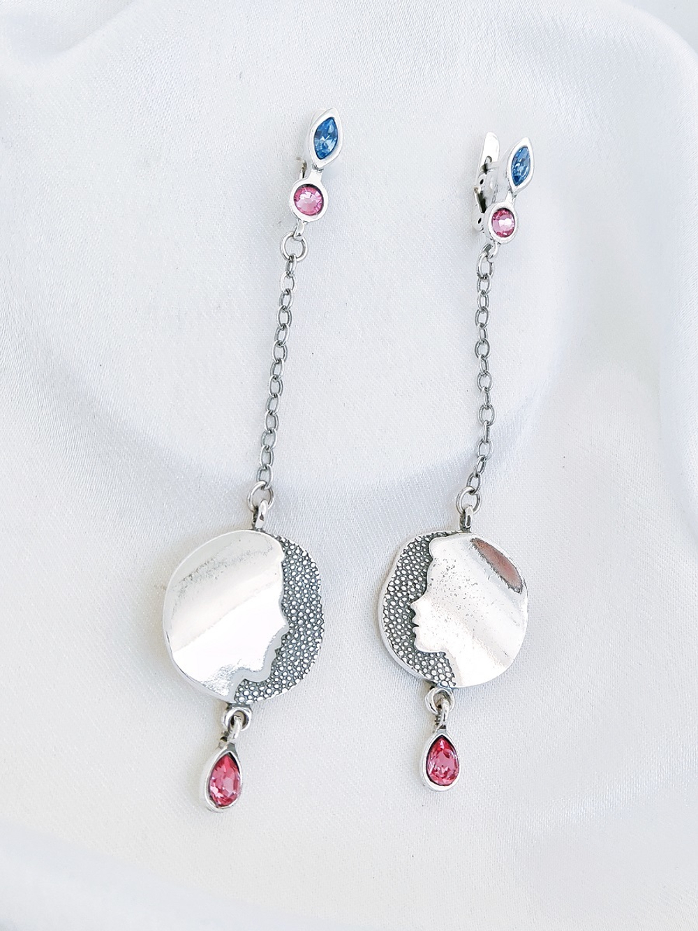 "Дуэт" серьги в серебряном покрытии из коллекции "Дуэт" от Jenavi  с английским замком