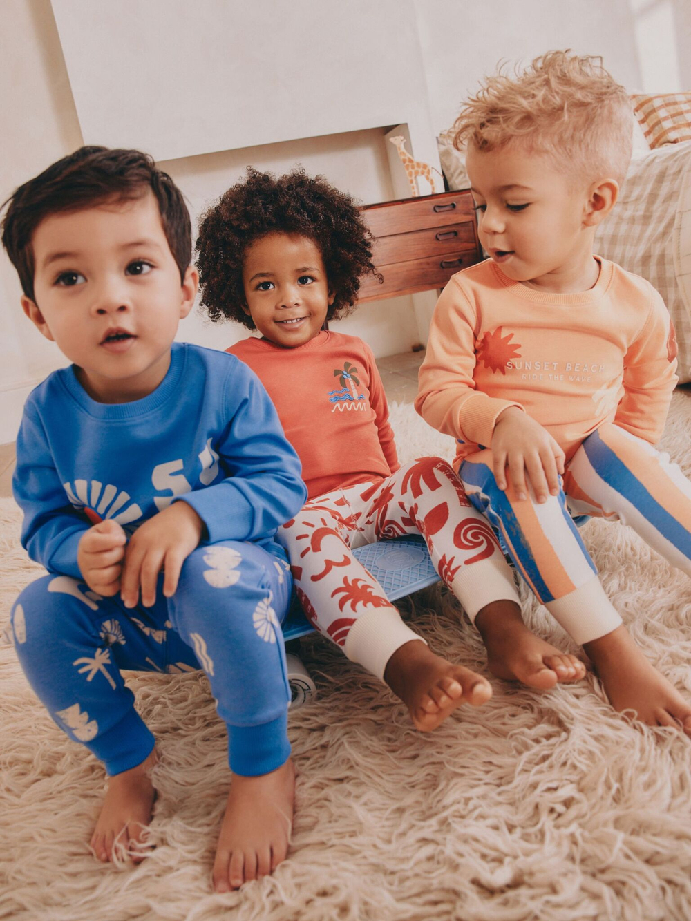 Пижама для мальчика Next AJ0-493, 3 шт., Синий, Бежевый