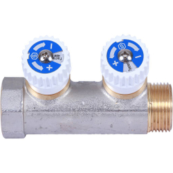 Коллектор распределительный  3/4", 2 отвода 1/2" плоское уплотнение