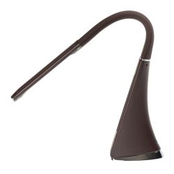 TLD-542 Brown-LED-300Lm-5000K-Dimmer Светильник настольный c часами. календарем. термометром. 5W. Сенсорный выключатель. Коричневый стилизован под кожу. TM Uniel.